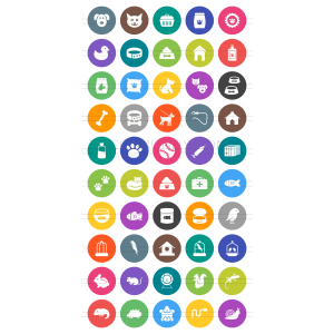 50 Pet Shop Flat Round Icons - Overview - IconBunny