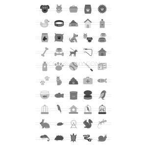 50 Pet Shop Greyscale Icons - Overview - IconBunny