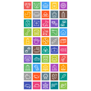 50 Pet Shop Line Multicolor B/G Icons - Overview - IconBunny