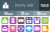 50 Digital Web Flat Round Corner Icons - Preview - IconBunny