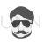 Hipster Man Greyscale Icon