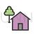 House with Tree Line Filled Icon