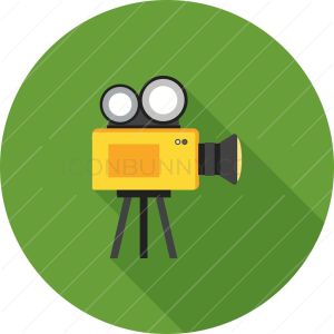 Video Camera Flat Shadowed Icon - IconBunny