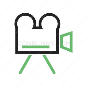 Video Camera Line Green Black Icon - IconBunny