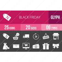 25 Black Friday Glyph Inverted Icons - Overview - IconBunny
